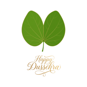 Apta Leaf With Happy Dussehra Greeting Isolated On Transparent Scaled