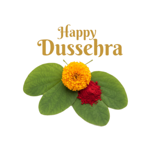 Apta Leaf With Marigold Flower And Kumkum For Happy Dussehra Scaled