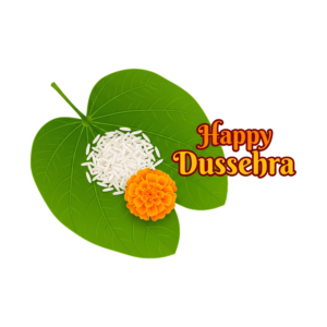 Apta Leaf With Rice And Marigold Flower For Happy Dussehra Festival Scaled